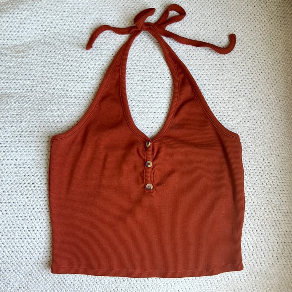 GARAGE Dark Orange Halter Top